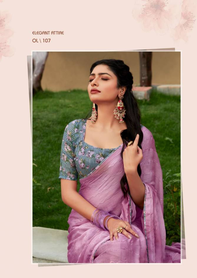 Oliva By Stavan 3D Shaded Embroidery Chiffon Sarees Wholesale Shop In Surat
